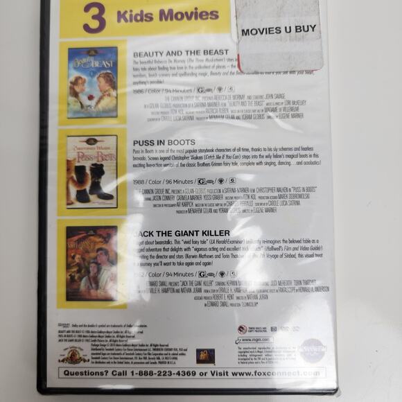 MGM Kids Movie Collection 3 Film Beast Puss In The Boots Jack Giant Killer DVD - Picture 3 of 5